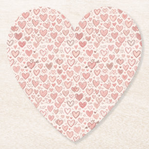 Posavasos De Papel Patrón de corazón dibujado a mano