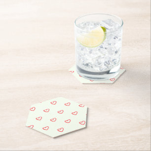 Posavasos De Papel Patrón de Corazones Rojos, Lindo, Amor