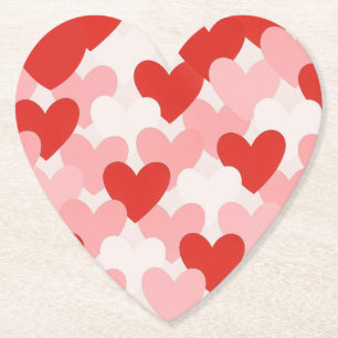 Posavasos De Papel Patrón de corazones rojos/rosados/blancos del Día 