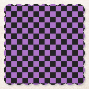 Posavasos De Papel Patrón de cuadros lavanda y negro