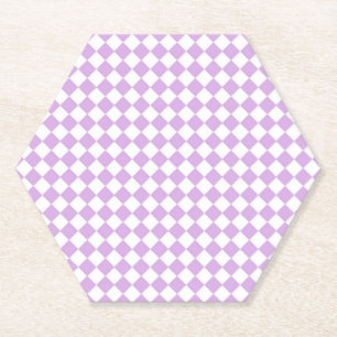 Posavasos De Papel Patrón de cuadros púrpura y blanco