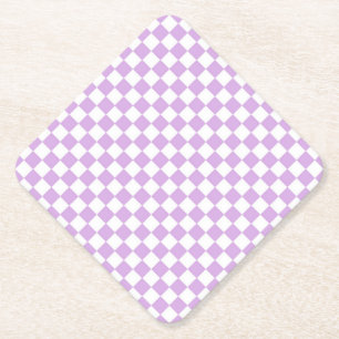 Posavasos De Papel Patrón de diamante de cuadros blancos y púrpura