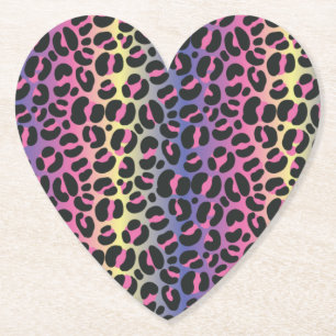 Posavasos De Papel Patrón de estampado de animal de leopardo arcoíris