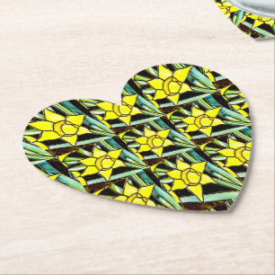 Posavasos De Papel Patrón de flores amarillas y valiosas