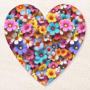Posavasos De Papel Patrón de flores de Bonito coloridas-20240