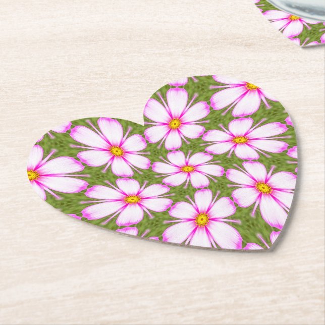 Posavasos De Papel Patrón de flores de cosmos (En perspectiva)