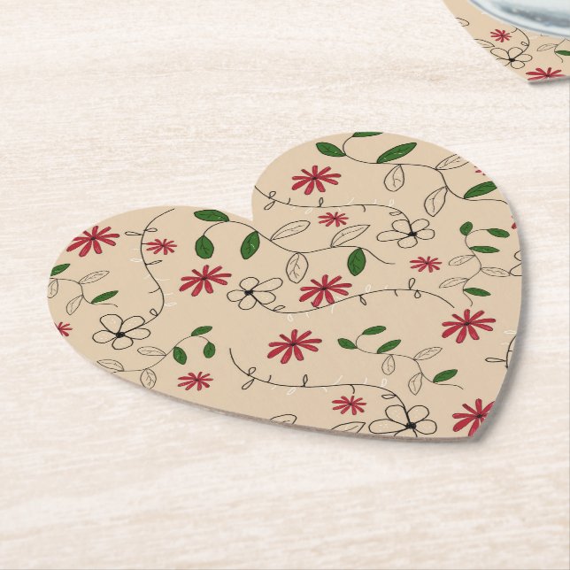 Posavasos De Papel Patrón de flores del jardín mágico (En perspectiva)