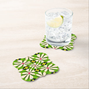 Posavasos De Papel Patrón de flores estéticas