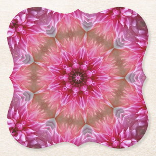 Posavasos De Papel Patrón de flores rosadas de Mandala geométrica-675