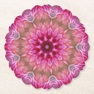 Posavasos De Papel Patrón de flores rosadas de Mandala geométrica-675