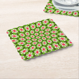 Posavasos De Papel Patrón de flores rosadas y blancas