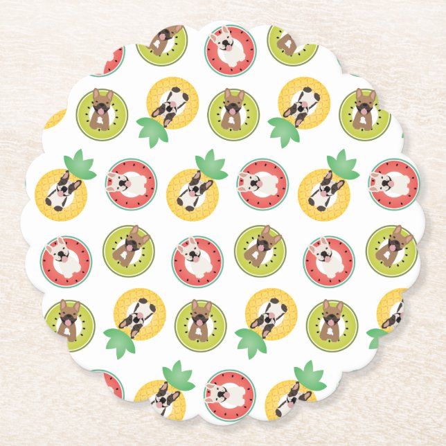 Posavasos De Papel Patrón de flotación de Bulldoges franceses en pisc (Anverso)