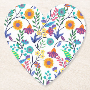 Posavasos De Papel Patrón de fondo floral exótico colorido-23145