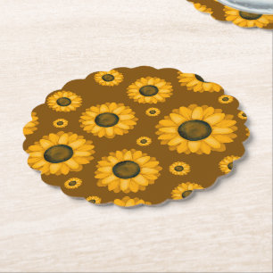 Posavasos De Papel Patrón de Girasol Dorado