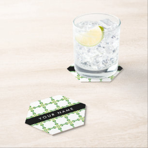 Posavasos De Papel Patrón de Hoja, Hojas Verdes, Tu Nombre