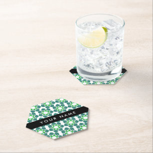 Posavasos De Papel Patrón de Hoja, Hojas Verdes, Tu Nombre