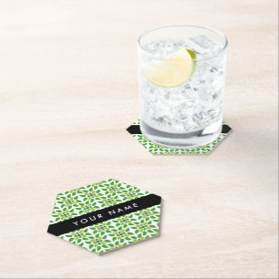Posavasos De Papel Patrón de Hoja, Hojas Verdes, Tu Nombre