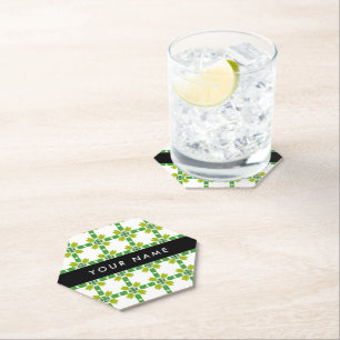 Posavasos De Papel Patrón de Hoja, Hojas Verdes, Tu Nombre