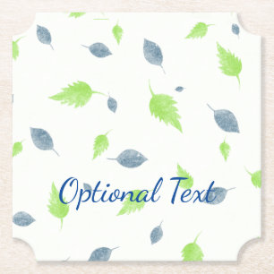 Posavasos De Papel Patrón de hojas azules y verdes