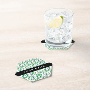 Posavasos De Papel Patrón de hojas, hojas verdes, nombre