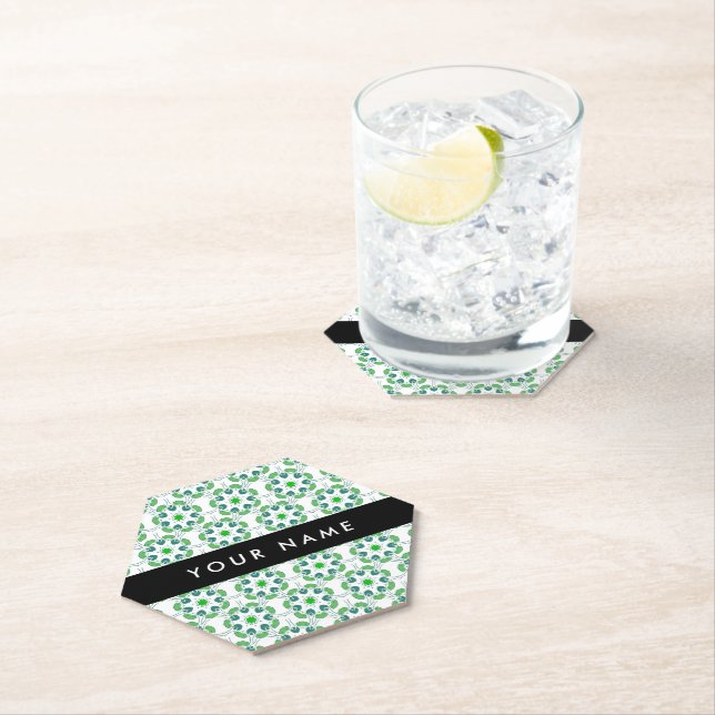 Posavasos De Papel Patrón de hojas, hojas verdes, nombre (In situ)