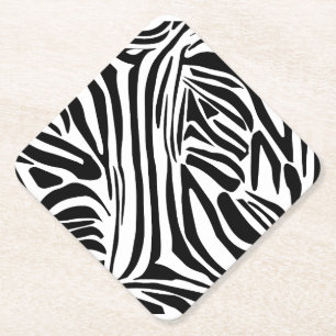Posavasos De Papel Patrón de impresión de cebra en blanco y negro atr