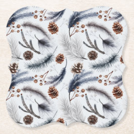 Posavasos De Papel Patrón de invierno de los tonos de pino y las aguj