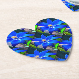 Posavasos De Papel Patrón de las flores azules profundas