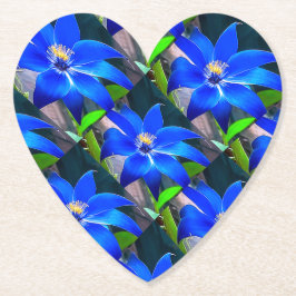 Posavasos De Papel Patrón de las flores azules profundas
