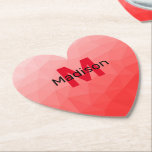 Posavasos De Papel Patrón de malla geométrica de gradiente rojo Monog<br><div class="desc">Monograma Personalice con su personalizado inicial y su nombre. Patrón de malla geométrica de gradiente rojo. Malla geométrica de triángulo con gradiente oscuro rojo claro. patrón,  sombrío,  malla,  triángulos,  geometría,  geométrica,  gradiente,  fresco,  triángulo,  brillante,  rojo</div>