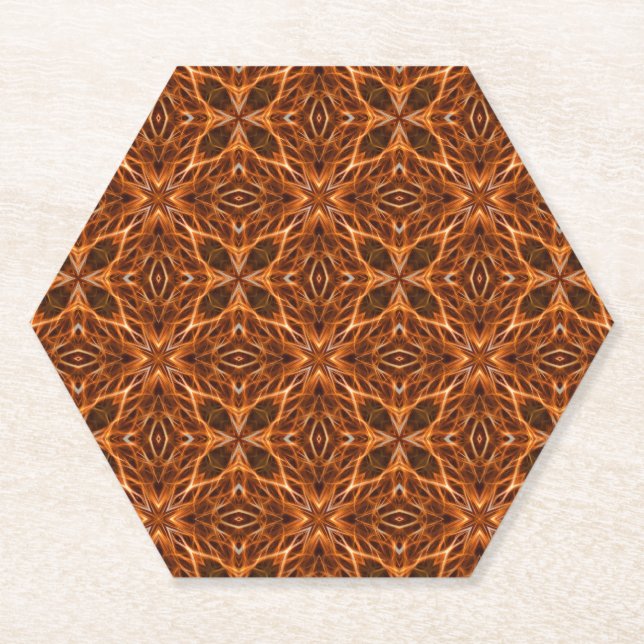 Posavasos De Papel Patrón de Mandala-23100 de calidoscopio marrón (Anverso)