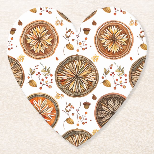 Posavasos De Papel Patrón de Mandala de otoño (Anverso)