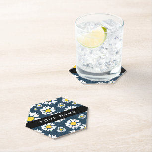 Posavasos De Papel Patrón de margaritas, margaritas blancas, su nombr