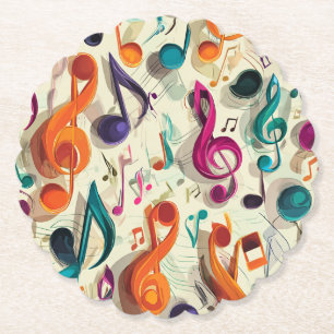 Posavasos De Papel Patrón de Música Colorido