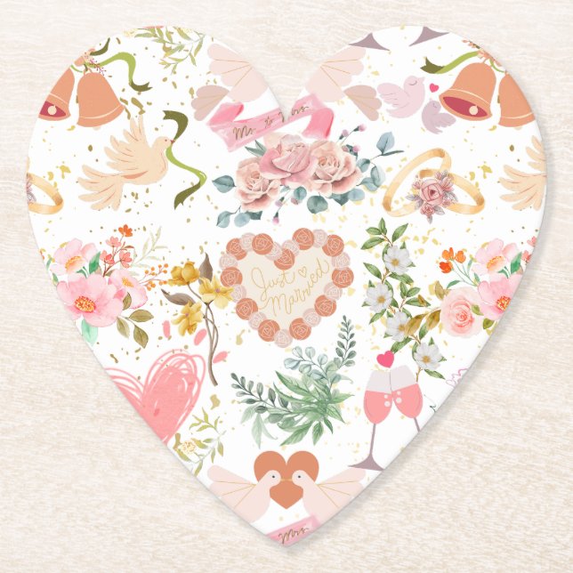 Posavasos De Papel patrón de ornamentos boda (Anverso)