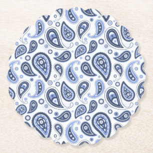 Posavasos De Papel Patrón de paisley azul