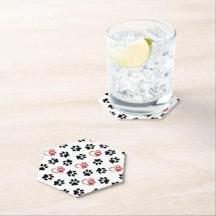 Posavasos De Papel Patrón De Patas, Patas Negras, Manos Rojas, Corazo