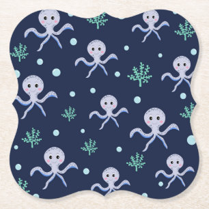 Posavasos De Papel Patrón de pulpo bajo el mar