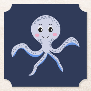 Posavasos De Papel Patrón de pulpo bajo el mar