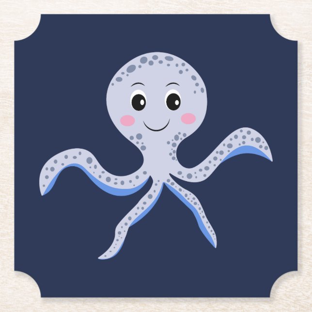 Posavasos De Papel Patrón de pulpo bajo el mar (Anverso)