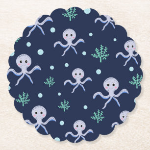 Posavasos De Papel Patrón de pulpo bajo el mar