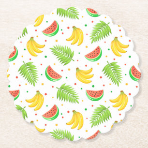 Posavasos De Papel Patrón de punto de polka de frutas tropicales