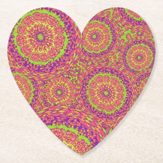 Posavasos De Papel Patrón de remolino de mandala neón psicodélico