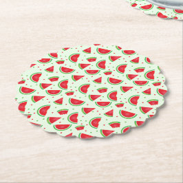 Posavasos De Papel Patrón de sandía Fruta verano Luz Verde