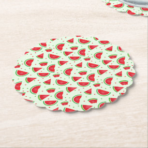 Posavasos De Papel Patrón de sandía Fruta verano Luz Verde