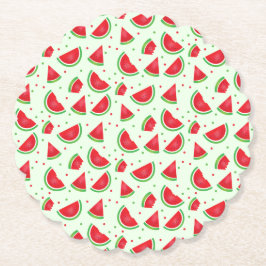 Posavasos De Papel Patrón de sandía Fruta verano Luz Verde