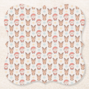 Posavasos De Papel Patrón de Santa y Reno Adorable
