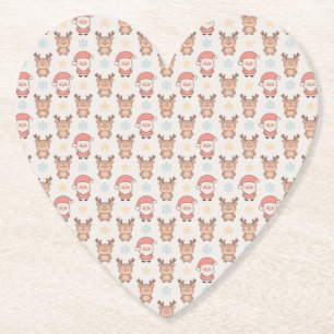 Posavasos De Papel Patrón de Santa y Reno Adorable