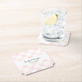 Posavasos De Papel Patrón de tablero de ajedrez pintado de rosa para