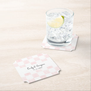 Posavasos De Papel Patrón de tablero de ajedrez pintado de rosa para 